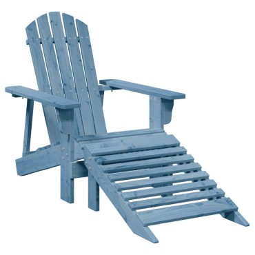 vidaXL Καρέκλα Adirondack με Υποπόδιο Μπλε από Ξύλο Ελάτης 50x52cm 1 τεμ.