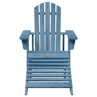 vidaXL Καρέκλα Adirondack με Υποπόδιο Μπλε από Ξύλο Ελάτης 50x52cm 1 τεμ.