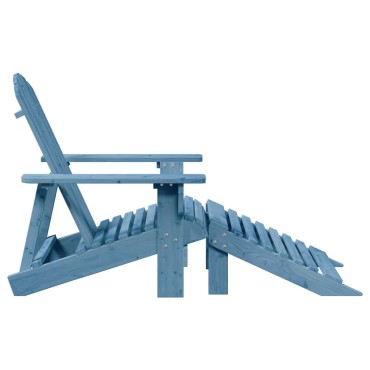 vidaXL Καρέκλα Adirondack με Υποπόδιο Μπλε από Ξύλο Ελάτης 50x52cm 1 τεμ.