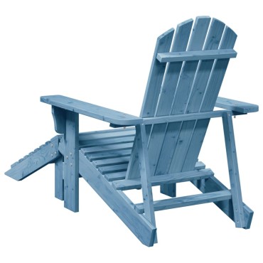 vidaXL Καρέκλα Adirondack με Υποπόδιο Μπλε από Ξύλο Ελάτης 50x52cm 1 τεμ.