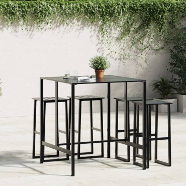 vidaXL Τραπέζι Μπαρ Μαύρο 100x100x110cm Ατσάλι με Ηλ. Βαφή Πούδρας 1 τεμ.