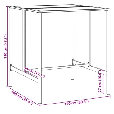 vidaXL Τραπέζι Μπαρ Μαύρο 100x100x110cm Ατσάλι με Ηλ. Βαφή Πούδρας 1 τεμ.