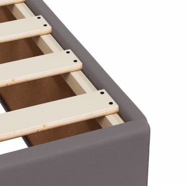 vidaXL Κρεβάτι Boxspring με Στρώμα Γκρι 200x200cm Συνθετικό Δέρμα 1 τεμ. - Διπλό
