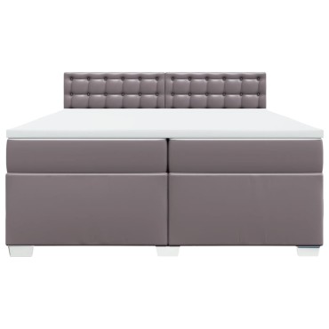 vidaXL Κρεβάτι Boxspring με Στρώμα Γκρι 200x200cm Συνθετικό Δέρμα 1 τεμ. - Διπλό