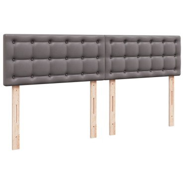 vidaXL Κρεβάτι Boxspring με Στρώμα Γκρι 200x200cm Συνθετικό Δέρμα 1 τεμ. - Διπλό