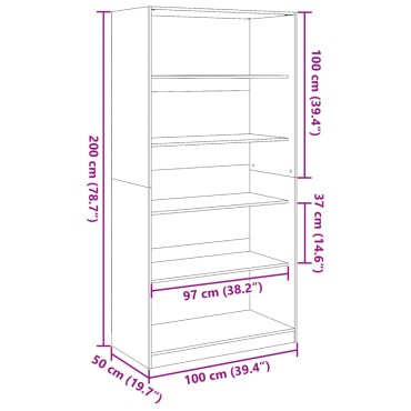 vidaXL Ντουλάπα Γκρι Sonoma 100x50x200cm από Επεξεργασμένο Ξύλο 1 τεμ.