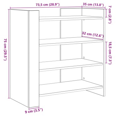 vidaXL Ντουλάπι Καπνιστή Δρυς 73,5x35x75cm Επεξεργασμένο Ξύλο 1 τεμ.
