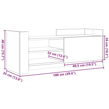 vidaXL Έπιπλο Τηλεόρασης Καπνιστή Δρυς 100x35x40cm Επεξ. Ξύλο