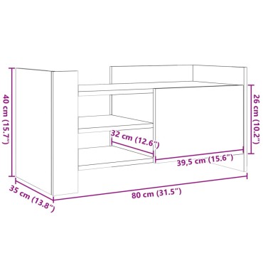 vidaXL Έπιπλο Τηλεόρασης Καφέ Δρυς 80x35x40cm από Επεξεργ. Ξύλο