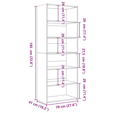 vidaXL Ντουλάπι Γκρι Σκυροδέματος 70x41x185cm Επεξεργασμένο Ξύλο 1 τεμ.