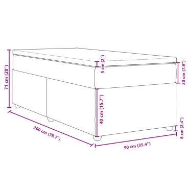 vidaXL Κρεβάτι Boxspring με Στρώμα Σκούρο Γκρι 90x200 εκ. Υφασμάτινο
