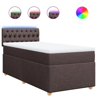 vidaXL Κρεβάτι Boxspring με Στρώμα Σκούρο Καφέ 100x200 εκ. Υφασμάτινο
