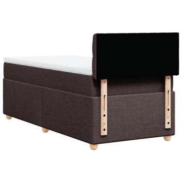 vidaXL Κρεβάτι Boxspring με Στρώμα Σκούρο Καφέ 100x200 εκ. Υφασμάτινο