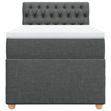 vidaXL Κρεβάτι Boxspring με Στρώμα Σκούρο Γκρι 90x200 εκ. Υφασμάτινο