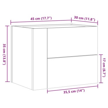 vidaXL Κομοδίνο Επιτοίχιο Καπνιστή Δρυς 45x30x35cm 1 τεμ.