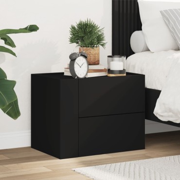 vidaXL Κομοδίνο Επιτοίχιο Μαύρο 45x30x35cm 1 τεμ.