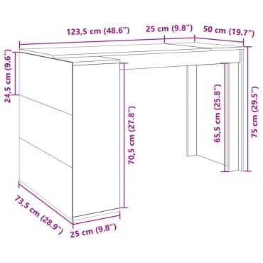 vidaXL Γραφείο Sonoma Δρυς 123,5x73,5x75cm από Επεξεργασμένο Ξύλο 1 τεμ.