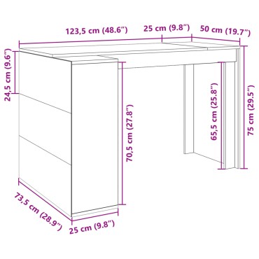 vidaXL Γραφείο Καπνιστή Δρυς 123,5x73,5x75cm από Επεξεργασμένο Ξύλο 1 τεμ.