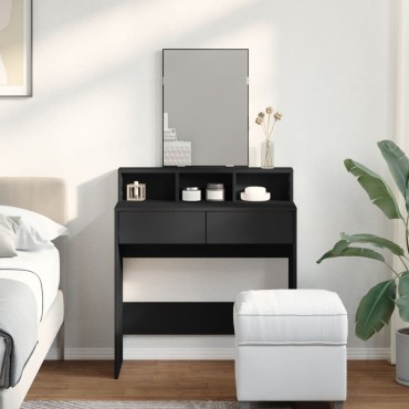 vidaXL Μπουντουάρ με Καθρέφτη Μαύρο 80x41x144,5cm 1 τεμ.