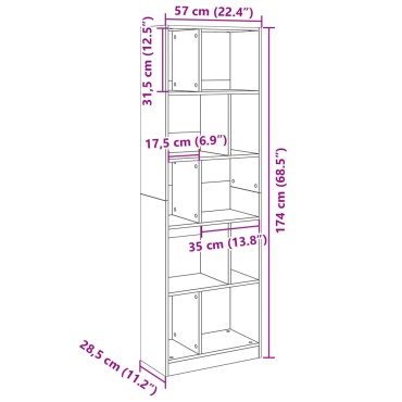 vidaXL Βιβλιοθήκη Μαύρη 57x28,5x174cm από Επεξεργασμένο Ξύλο 1 τεμ.