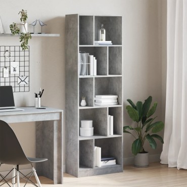 vidaXL Βιβλιοθήκη Γκρι Σκυροδέματος 57x28,5x174cm Επεξεργ. Ξύλο 1 τεμ.