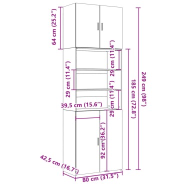 vidaXL Ντουλάπι Λευκό 80x42,5x249cm από Επεξεργασμένο Ξύλο 1 τεμ.
