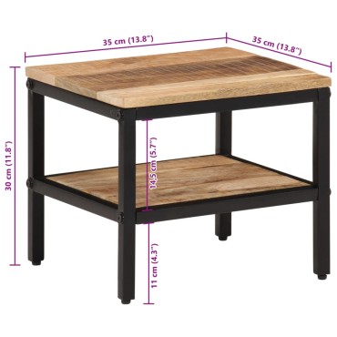 vidaXL Τραπεζάκι Σαλονιού 35x35x30cm Μασίφ Ακατέργαστο Ξύλο Μάνγκο 1 τεμ.