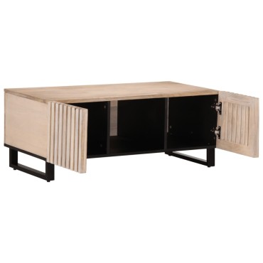 vidaXL Τραπεζάκι Σαλονιού Λευκό 100x55x40cm από Μασίφ Ξύλο Μάνγκο 1 τεμ.