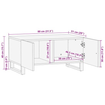 vidaXL Τραπεζάκι Σαλονιού 80x51x40cm από Μασίφ Ξύλο Ακακίας 1 τεμ.