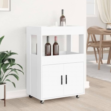 vidaXL Τρόλεϊ Μπαρ Λευκό 60x39,5x89cm Επεξ. Ξύλο 1 τεμ.