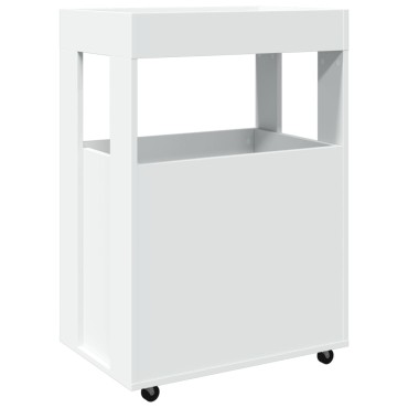 vidaXL Τρόλεϊ Μπαρ Λευκό 60x39,5x89cm Επεξ. Ξύλο 1 τεμ.