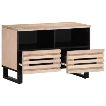 vidaXL Έπιπλο Τηλεόρασης Λευκό 70x34x46cm από Μασίφ Ξύλο Μάνγκο 1 τεμ.