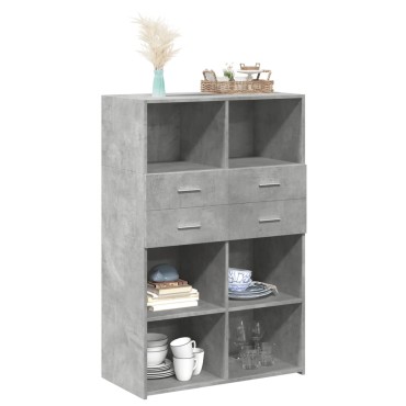 vidaXL Ντουλάπι Γκρι Σκυροδέματος 80x42,5x124cm Επεξεργασμένο Ξύλο 1 τεμ.