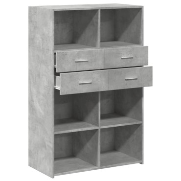 vidaXL Ντουλάπι Γκρι Σκυροδέματος 80x42,5x124cm Επεξεργασμένο Ξύλο 1 τεμ.