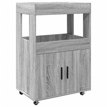 vidaXL Τρόλεϊ Μπαρ Γκρι Sonoma 60x39,5x89cm Επεξ. Ξύλο 1 τεμ.