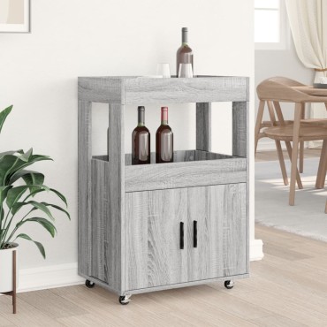 vidaXL Τρόλεϊ Μπαρ Γκρι Sonoma 60x39,5x89cm Επεξ. Ξύλο 1 τεμ.