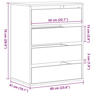 vidaXL Συρταριέρα Γωνιακή Όψη Παλαιού Ξύλου 60x41x76cm Επεξεργ. Ξύλο 1 τεμ.