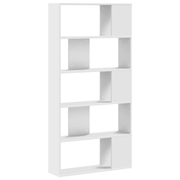 vidaXL Βιβλιοθήκη 5 Επιπέδων Λευκή 80,5x23,5x162,5cm Επεξεργ. Ξύλο 1 τεμ.