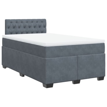 vidaXL Κρεβάτι Boxspring με Στρώμα Σκούρο Γκρι 120x200 εκ. Βελούδινο