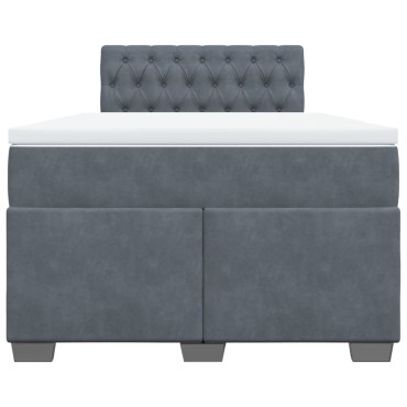 vidaXL Κρεβάτι Boxspring με Στρώμα Σκούρο Γκρι 120x200 εκ. Βελούδινο