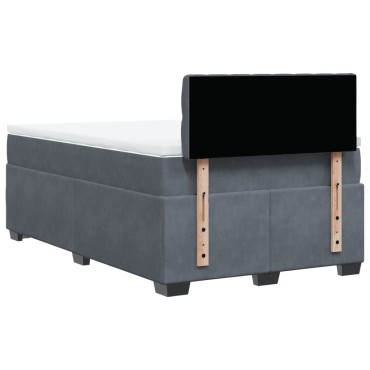 vidaXL Κρεβάτι Boxspring με Στρώμα Σκούρο Γκρι 120x200 εκ. Βελούδινο