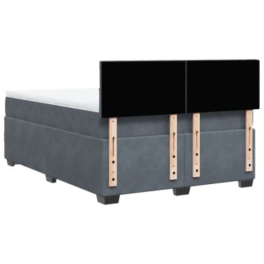 vidaXL Κρεβάτι Boxspring με Στρώμα Σκούρο Γκρι 140x190 εκ. Βελούδινο