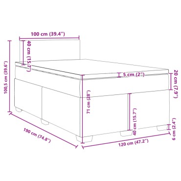vidaXL Κρεβάτι Boxspring με Στρώμα Σκούρο Μπλε 120x190 εκ. Βελούδινο