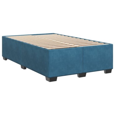 vidaXL Κρεβάτι Boxspring με Στρώμα Σκούρο Μπλε 120x190 εκ. Βελούδινο