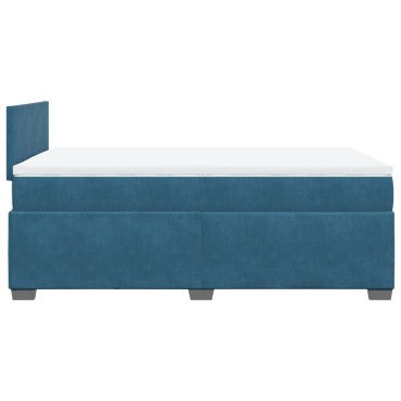 vidaXL Κρεβάτι Boxspring με Στρώμα Σκούρο Μπλε 120x190 εκ. Βελούδινο