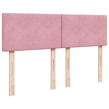 vidaXL Κρεβάτι Boxspring με Στρώμα Ροζ 140x190 εκ. Βελούδινο