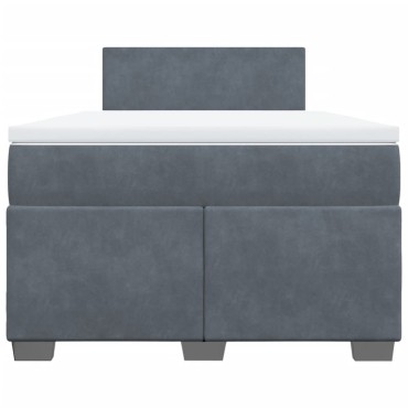 vidaXL Κρεβάτι Boxspring με Στρώμα Σκούρο Γκρι 120x200 εκ. Βελούδινο