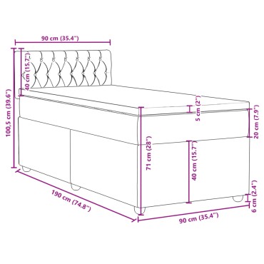 vidaXL Κρεβάτι Boxspring με Στρώμα Σκούρο Γκρι Single Υφασμάτινα