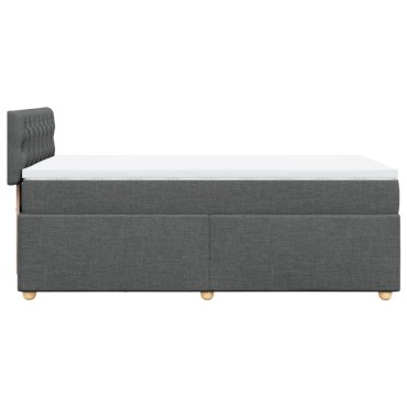 vidaXL Κρεβάτι Boxspring με Στρώμα Σκούρο Γκρι Single Υφασμάτινα
