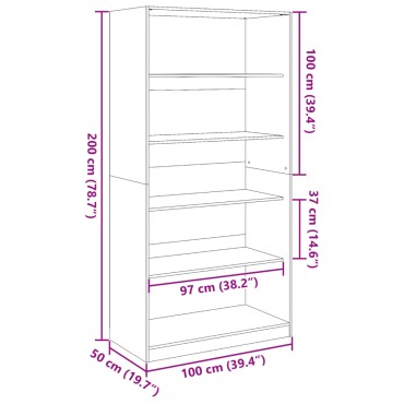 vidaXL Ντουλάπα Μαύρη 100x50x200cm από Επεξεργασμένο Ξύλο 1 τεμ.